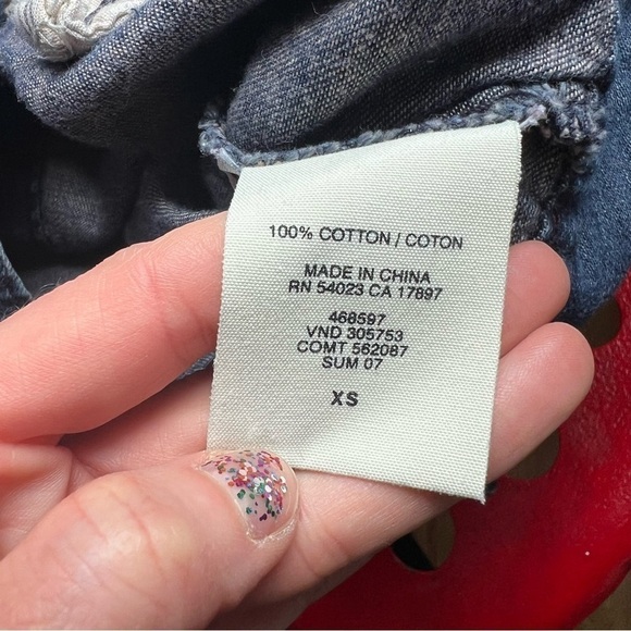 GAP Limited Edition Peter Pan Collar Button Down Cargo Blue Denim Jacket Size XS - Picture 7 of 9